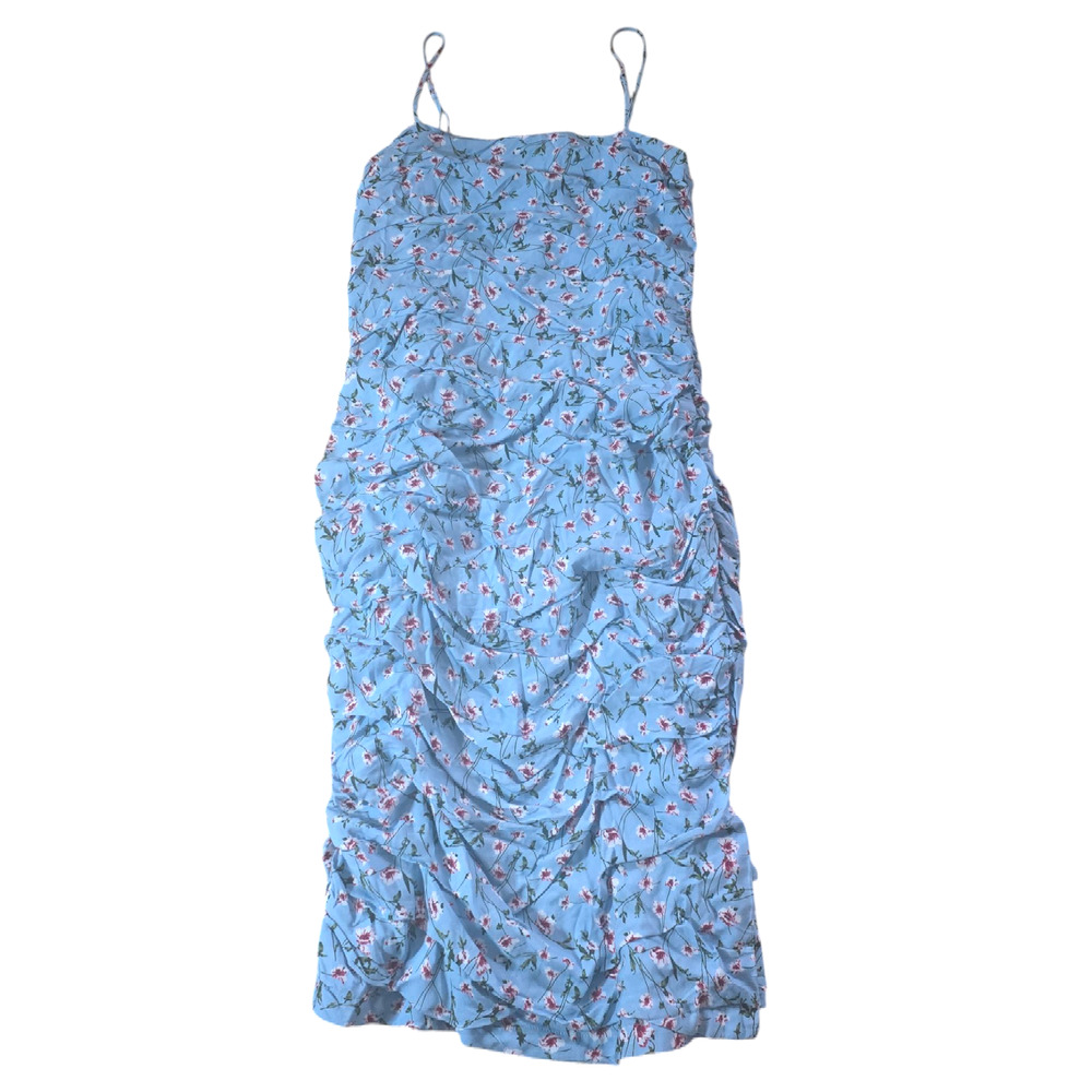 Bardot Women’s Ruched Blue Floral Midi Dress Size: 12